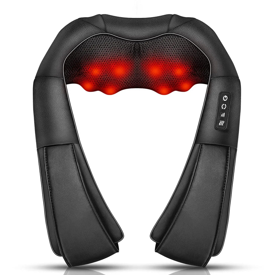 Neck and Shoulder Massager with Heat, Rechargeable Shiatsu Deep Tissue Scarf Like Massager for Back Pain Relief